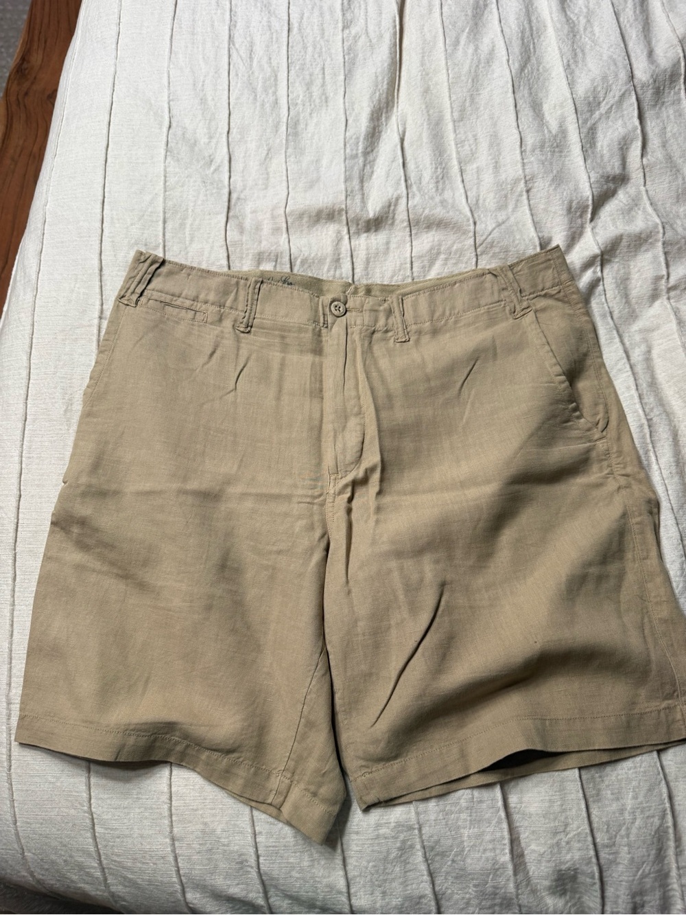 Ralph Lauren Tan Flat-Front linen Shorts size 35.